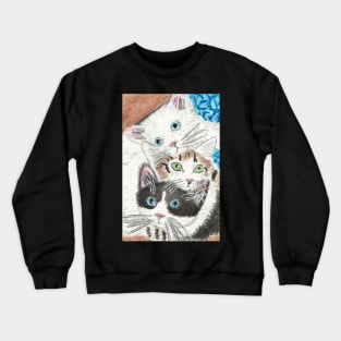 Cute  cuddle Happy cat stack art painting Crewneck Sweatshirt